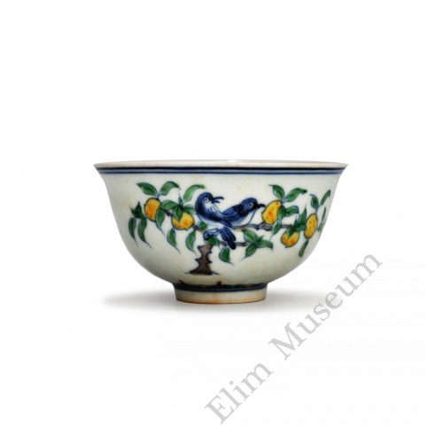 1439 A Ming Cheng-Hua Doucai bowl with flowers and birds